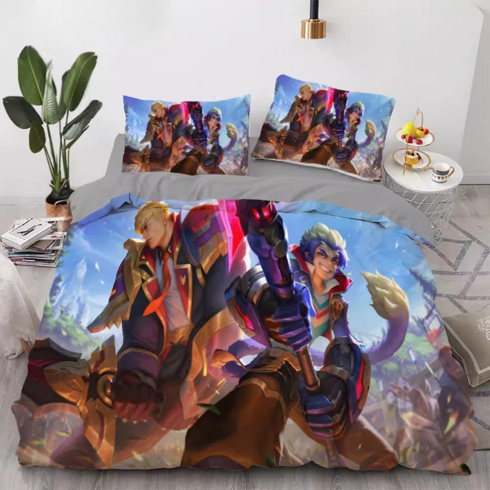 Zestaw pościeli z mikrofibry League of Legends Kołdra puchowa dla dzieci Nastolatków Dorosłych Wzór gry Dekoracja pokoju 3 sztuki