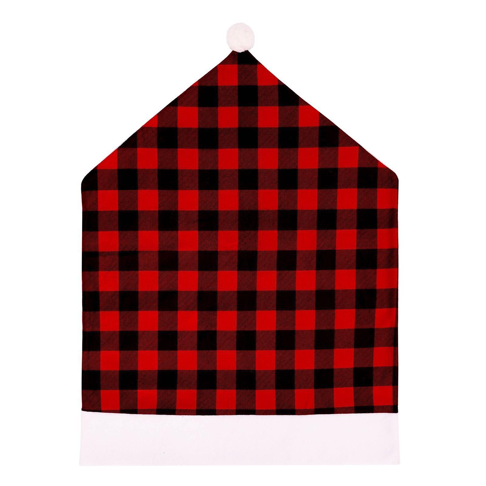 

Рождественский чехол для стула в черно-красную клетку, украшение для дома One Size