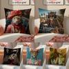 European Fashion Leopard Art Cushion Cover Pillowcase Short Plush Invisible Zipper Room Sofa Cushion Cover