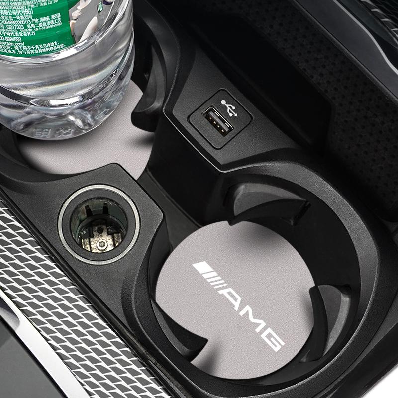 2Pcs Suede Car Coaster Mat Anti-slip Water Cup Pad For Mercedes Benz AMG W204 W205 W203 W211 W212 W213 W206 W210 W220 W221 W222