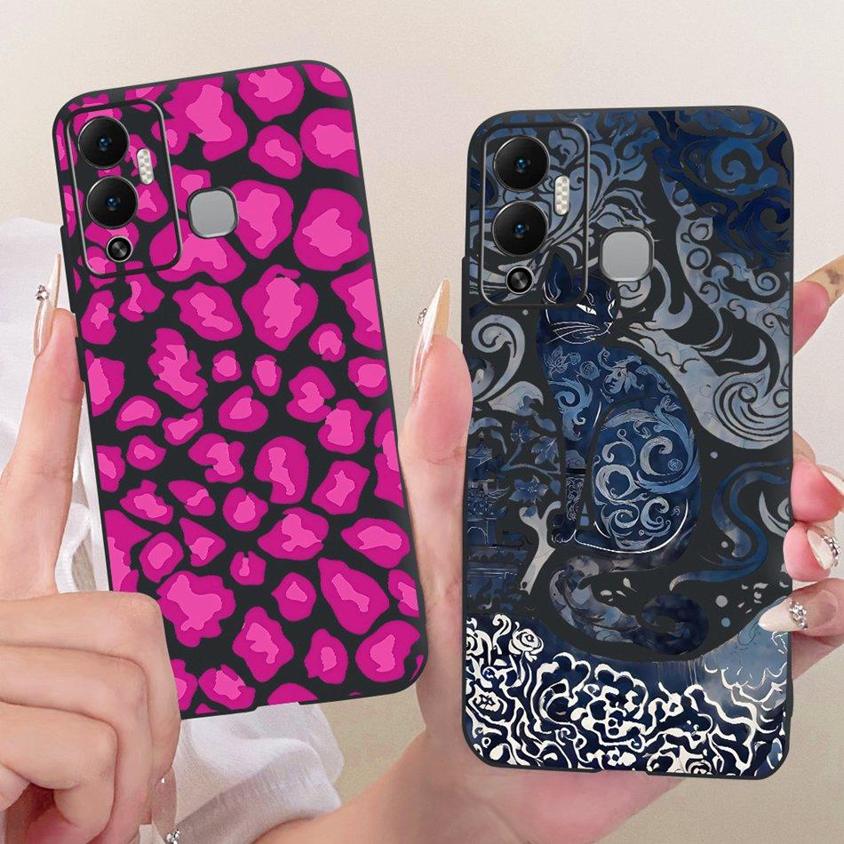 For Infinix Hot 12 Play 12i Cute Flower Butterfly Cat Painted Case For Infinix Hot12i 12Play Black Silicone Soft Phone Cases