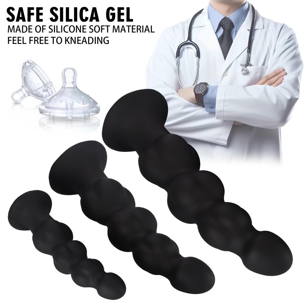 Liquid Silicone Anal Beads for Men & Women - Flexible Textured Butt Plug, Stretching Trainer Kit, Adult Sex Toys