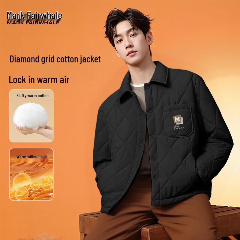 MARK FAIRWHALE Men s Warm Letter Pattern Padded Jacket XL