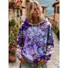 Women's Hooded Long Sleeve Printed Sweatshirt Loose Fit Casual Pullover Top