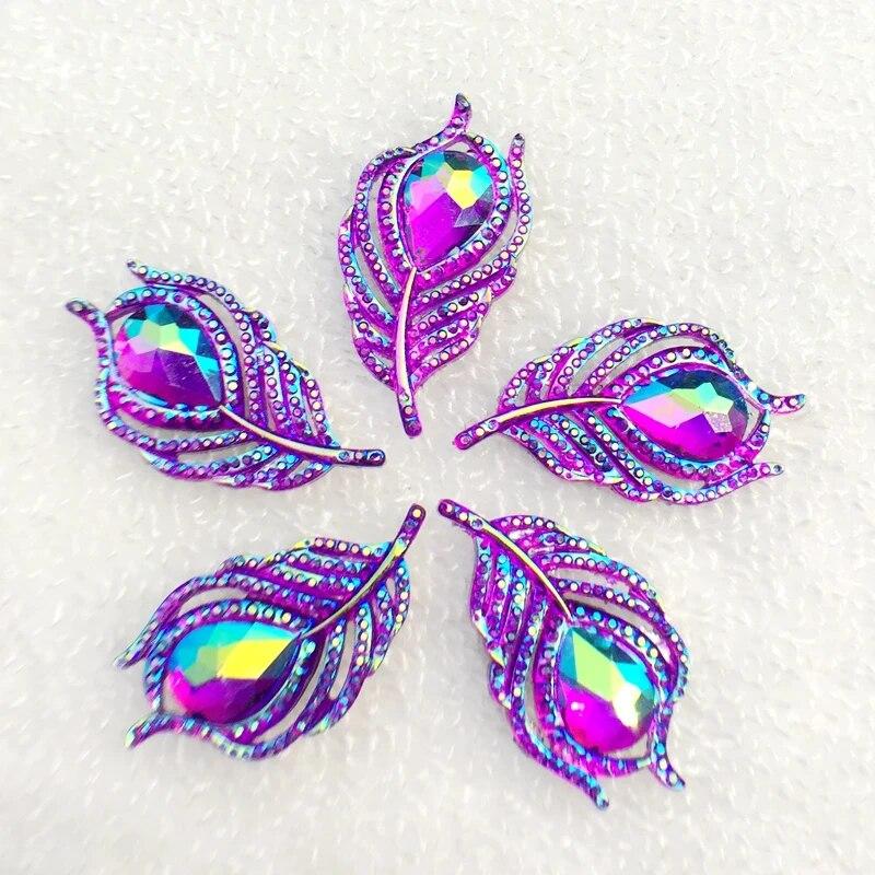 

Совершенно новые 10 шт. стильные хрустальные стразы с плоской задней частью альбом для вырезок 20*38 мм, сшитые вручную перья и драгоценные камни