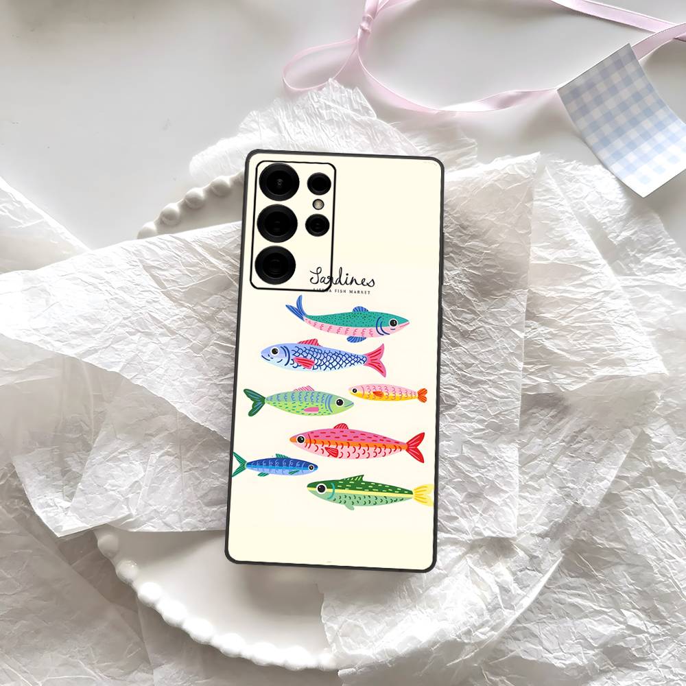 Sardines Phone Case For Samsung S 24 Fe 25 Ultra Plus 20 Lite 21 30 22 23 24 22 Ultra 5G Fundas