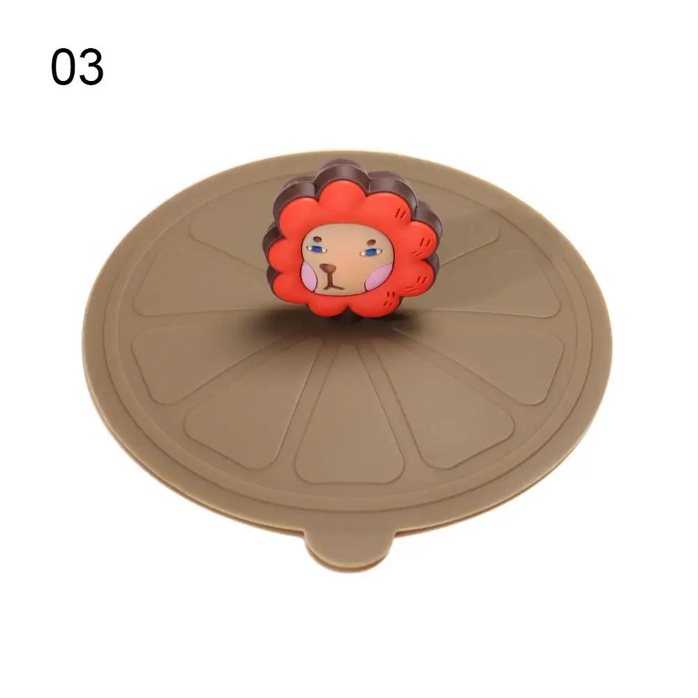 1Pcs Transparent Cartoon Cute Silicone Cup Cover Heat-resistant Leak Proof Sealed Lids Cap Dustproof Cup Cover Tea Coffee Lids