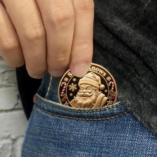 You Ain't Getting Shit Coin Funny Santa Claus Middle Finger Coin Novelty Metal Christmas Commemorative Challenge Coin Gag Gift for Friends