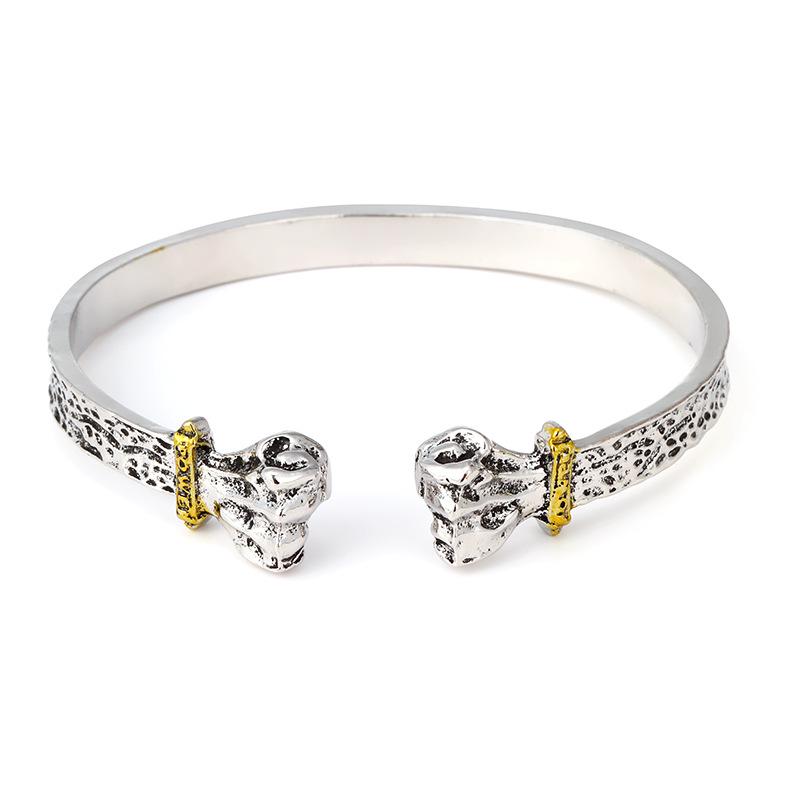 

Men s Retro Silver Open Fist Power Bangle