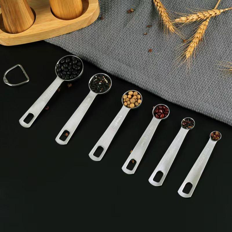 Stainless Steel Measuring Spoon 1/5/6 Pcs With Scale Measuring Ruler Spoon Kitchen Coffee Cooking Spoon Baking Measuring Tool