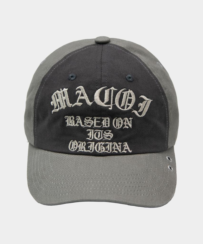 Makoi Block Layered Word Two-Tone Color Block Cotton Ball Cap [Charcoal]
