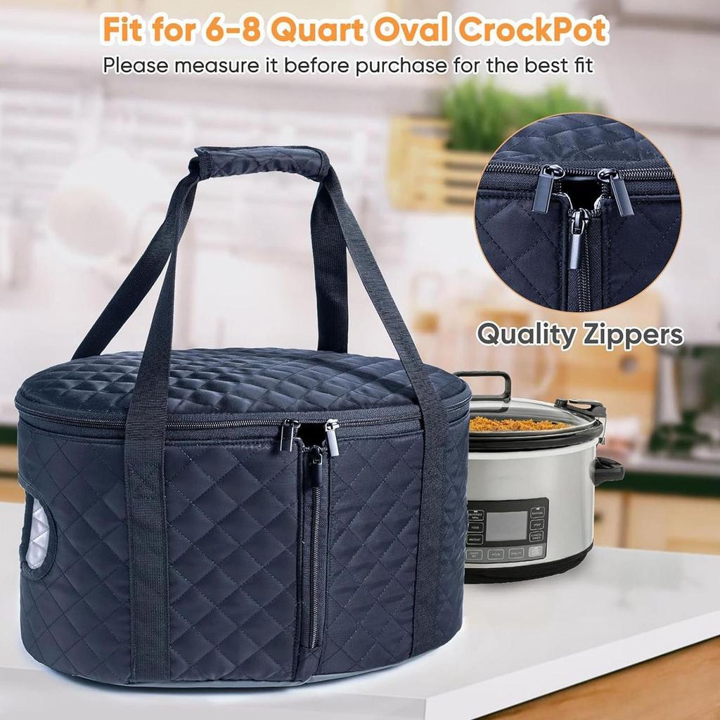 Tašky do pomalého hrnce Izolované Velká kapacita Opakovaně použitelné vložky Taška na přenášení hrnce s přezkou na upevnění víka pro cestování Kempování