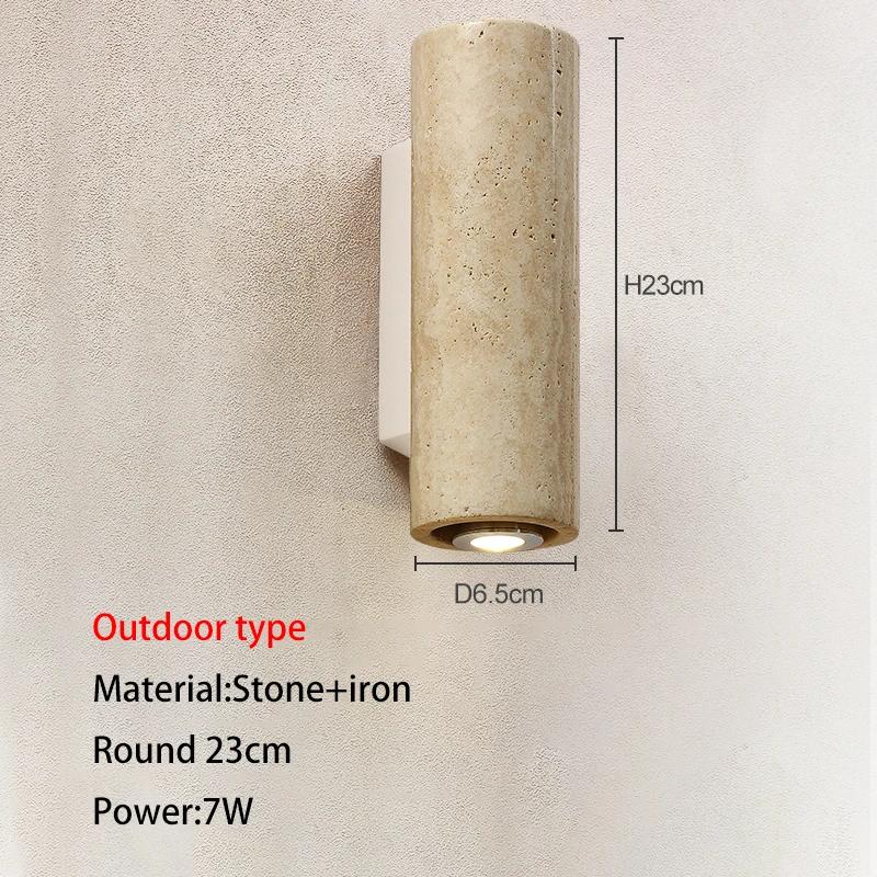 Yellow Travertine Japanese-style Wabi-sabi Style Bedroom Bedside Wall Lamp Living Villa Courtyard Balcony Background Chandelier