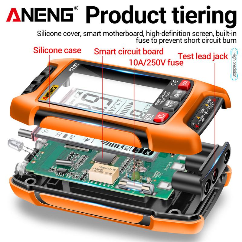 ANENG SZ02 Smart Digital Multimeter 9999 Counts True RMS Auto Electrical Capacitance Meter Temp Resistance Transistor Testers