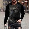 women o neck long sleeve 3d print t shirt