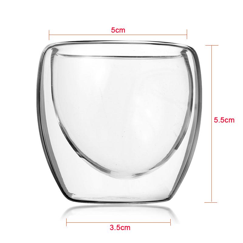 Arshen 80ml Double Wall Glass Clear Handmade Heat Resistant Mini Tea Drink Cups Healthy Drink Mug Coffee Cups Insulated Glass