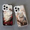 Painted Plum Blossom Flower Cat Clear Phone Case For iPhone 11 12 13 Pro Max 14 15 Pro Max Plus XS XR X Transparent Back Cover