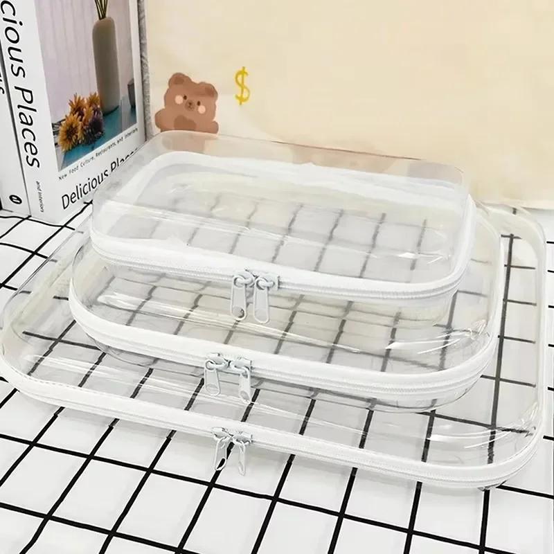 Pevné pouzdro na zip Průhledné stohovatelné Bliss Bins Organizér na hračky Bílý plastový penál Kosmetické taštičky