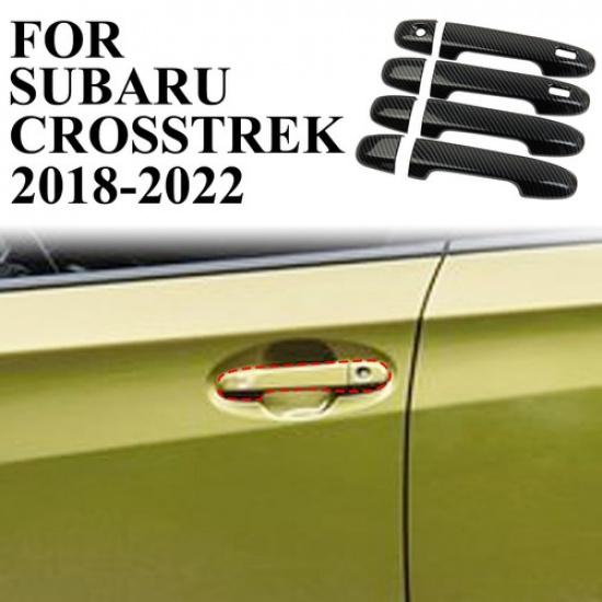

Carbon Fiber Style Exterior Side Door Handle Cover Trim For Subaru Crosstrek