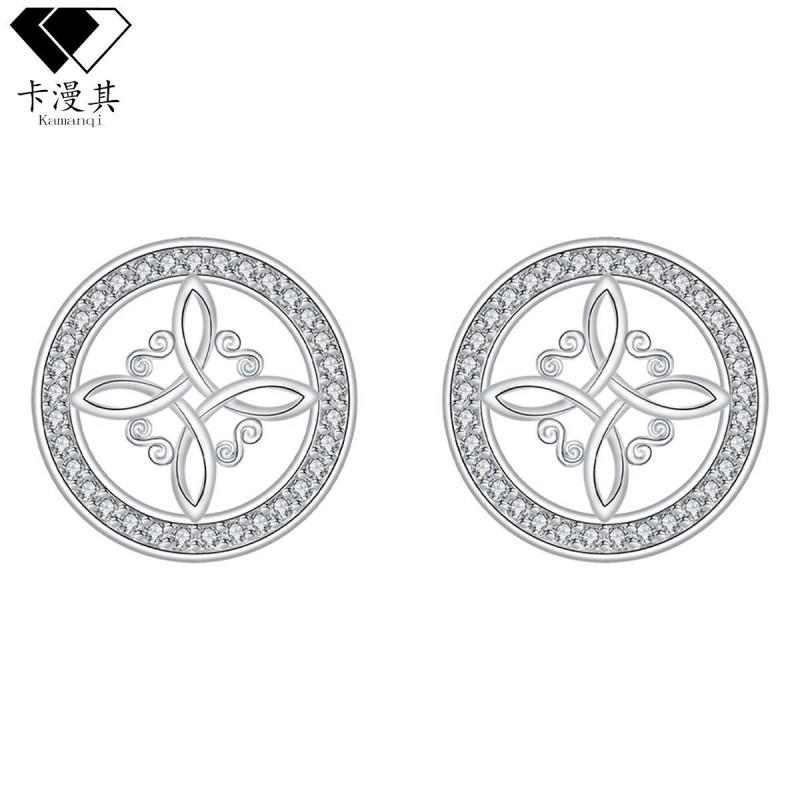 Celtic Knot Stud Earrings Women Plated Sterling Post Geometric Fashion Office Jewelry 2025 Winter Silver