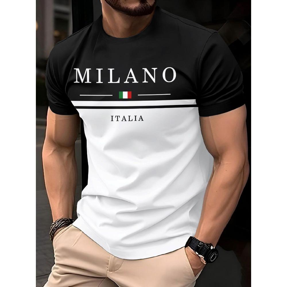Men's Fashion Trend Round Neck T-shirt, Versatile Short Sleeved Shirt