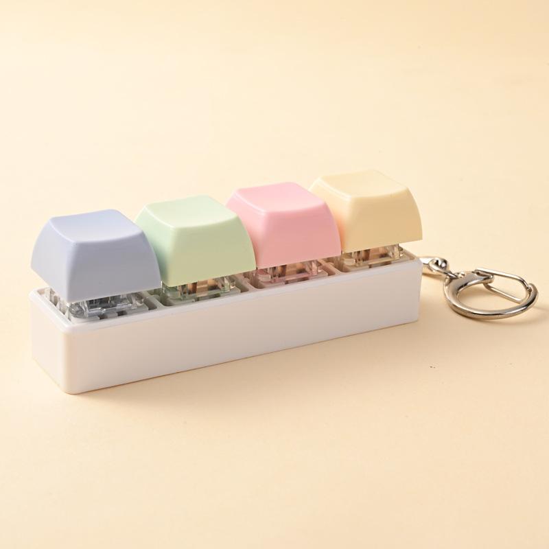 Cute 1 Buttons Keyboard Fidget Keychain Keyboard Clicker Mechanical Keyboard Keyring Stress Relief Toys Gift For Girlfriend