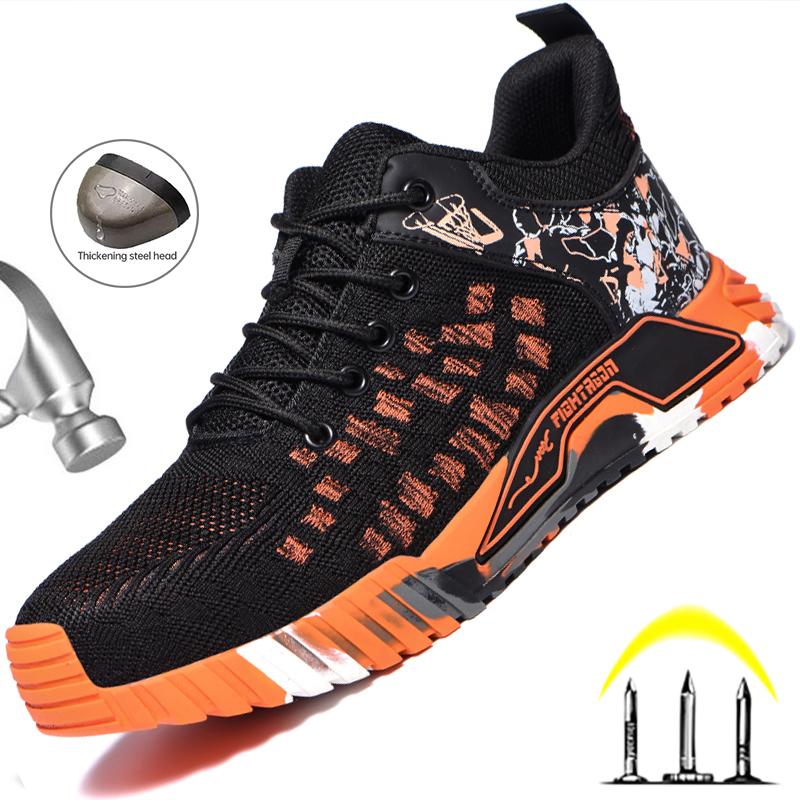 Steel Toe Work Shoes Safety Boots Anti-smashing Safety Shoes Men Footwear Construction Breathable Sneakers Work Boots Shoes Male