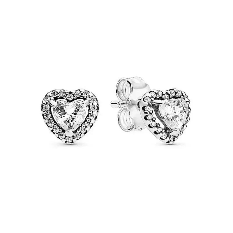 925 Sterling Silver Various Colors Classic Shiny Heart-shaped Earrings Exquisite Light Luxury Charm Jewelry 2025