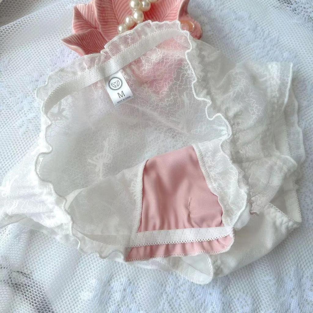 EasyTalk Cute Student Panties with Elegant Girlish Covers the Shapes the Underwear Embroidery, Lace, Atmosphere, Breathable, Comfortable,