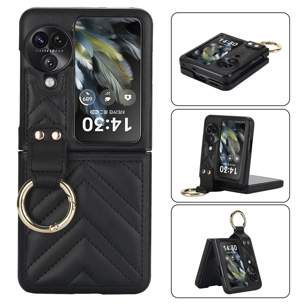 Leather Luxury Phone Case for OPPO Find N3 Find N2 N3flip Findn3flip N2flip Findn2flip Ring Hard Shell Fall Prevention Cover