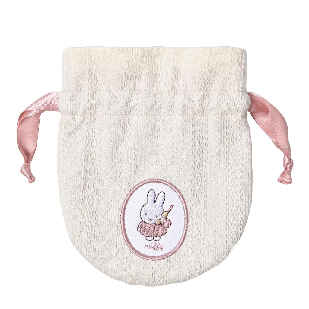 BSS Miffy Drawstring Pencil Spring White Case, Knit,