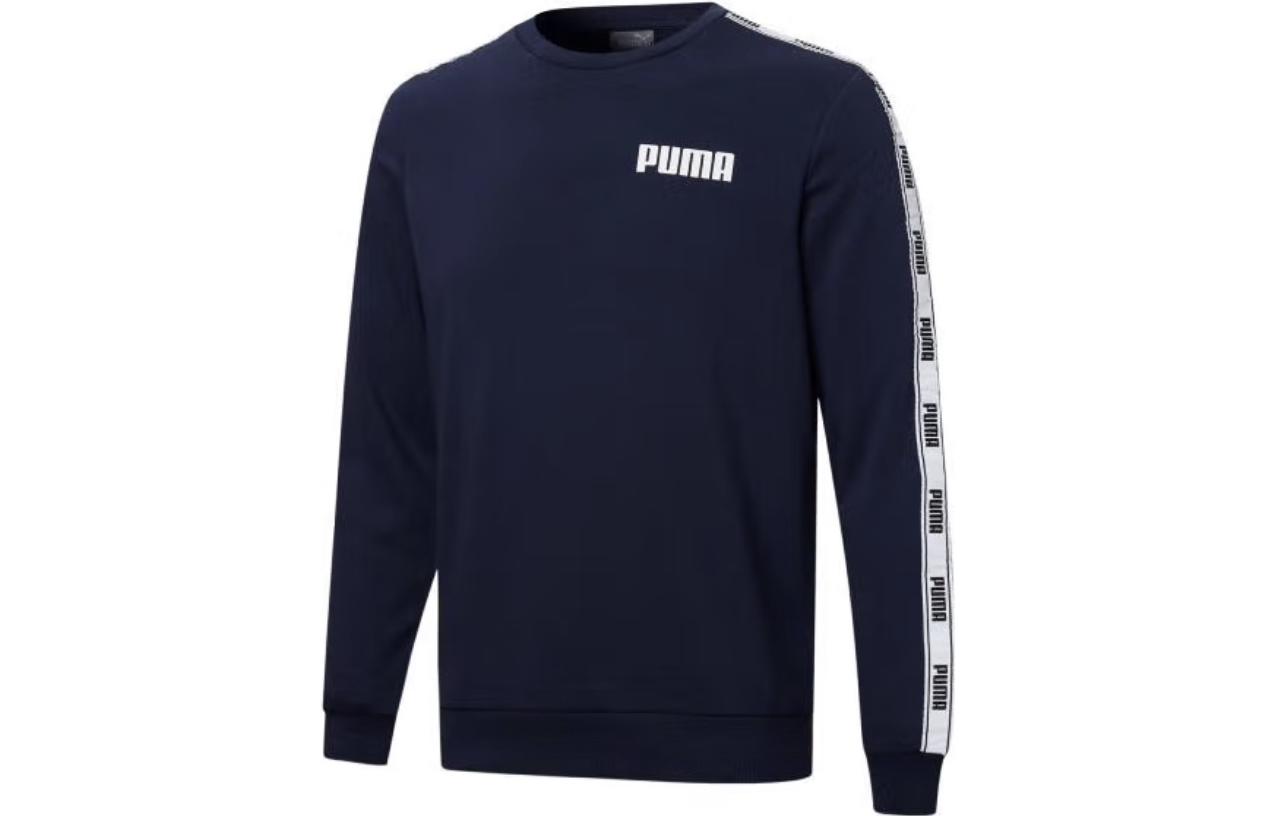PUMA Sweatshirts Men s Tweed Blue Crew Neck Moderate Regular 848722-06 L