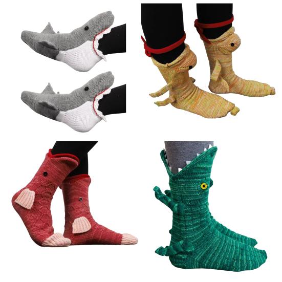 Knit Animal Socks Funny Crocodile Socks Warm Winter Floor Socks Unisex Cute Shark Fish Socks Gift for Xmas Valentine's Day Mother's Day