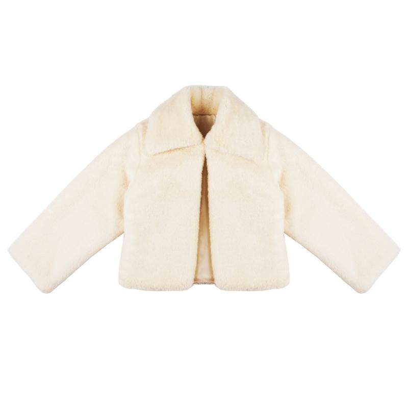 

Flower Girls Cloak Faux Furs Dress Coat Princess Cape For Winter Warmth And Wedding Ceremony Flower Girl Boleros Cape S білий