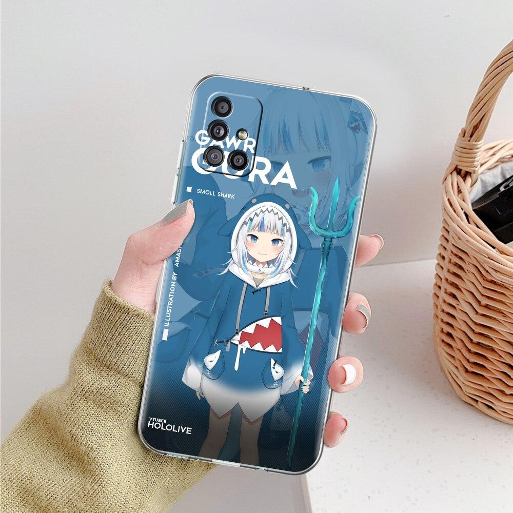 Gawr Gura Hololive Shark Anime Phone Case For Samsung Galaxy A51 A71 A21S A12 A11 A31 A41 A52 A32 5G A72 A01 A02S Clear Cover
