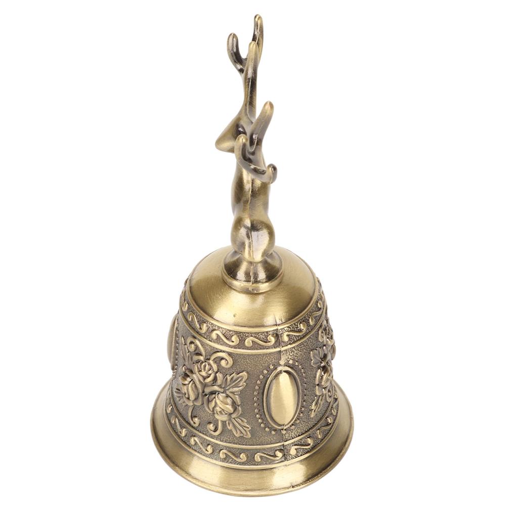 Deer Shape Hand Bell Vintage Plating Process Rustproof Polished Finish Metal Hand Bell for Dining