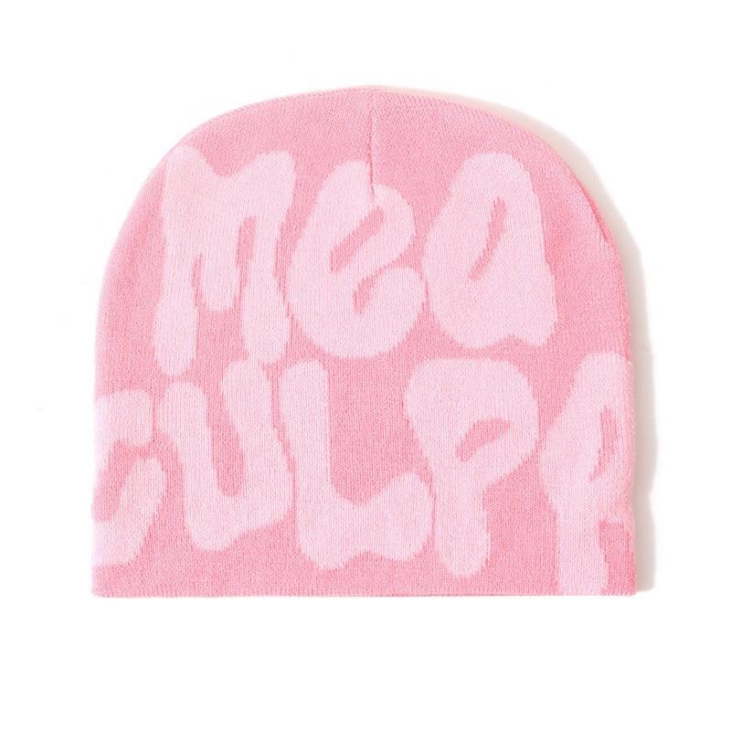 Unisex 100% Acrylic Autumn Winter Custom Jacquard Logo Knitted Beanie Hat Hip Hop Style One Size Fits All