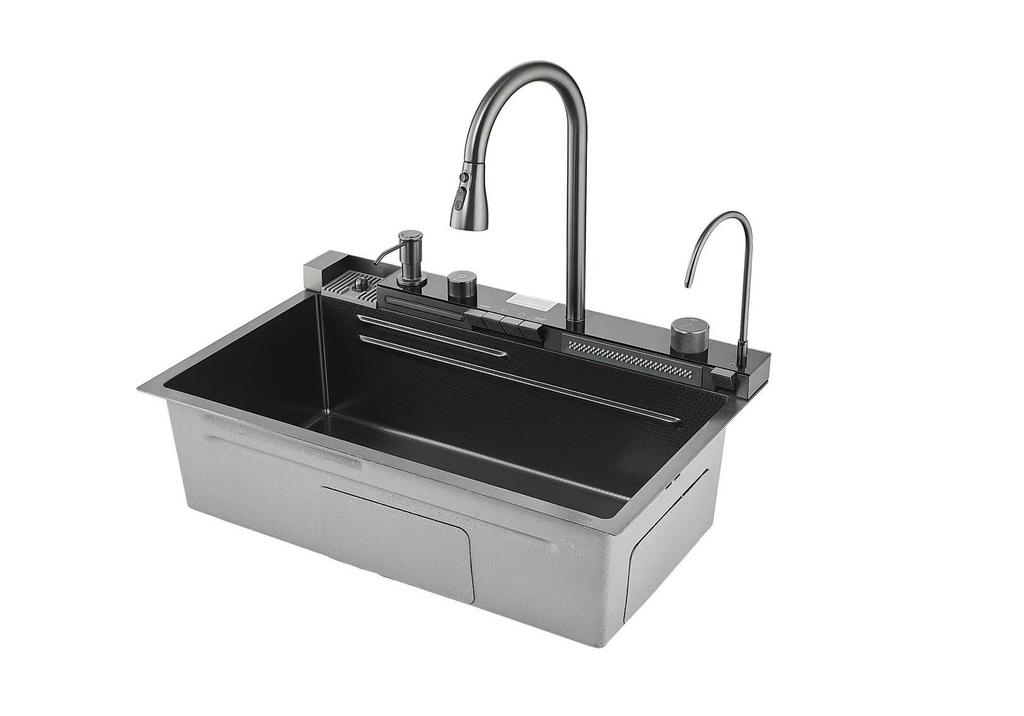 Lavello da Cucina Whale in Acciaio Inossidabile 304 a Doppia Cascata con Display Digitale a 5 Pulsanti
