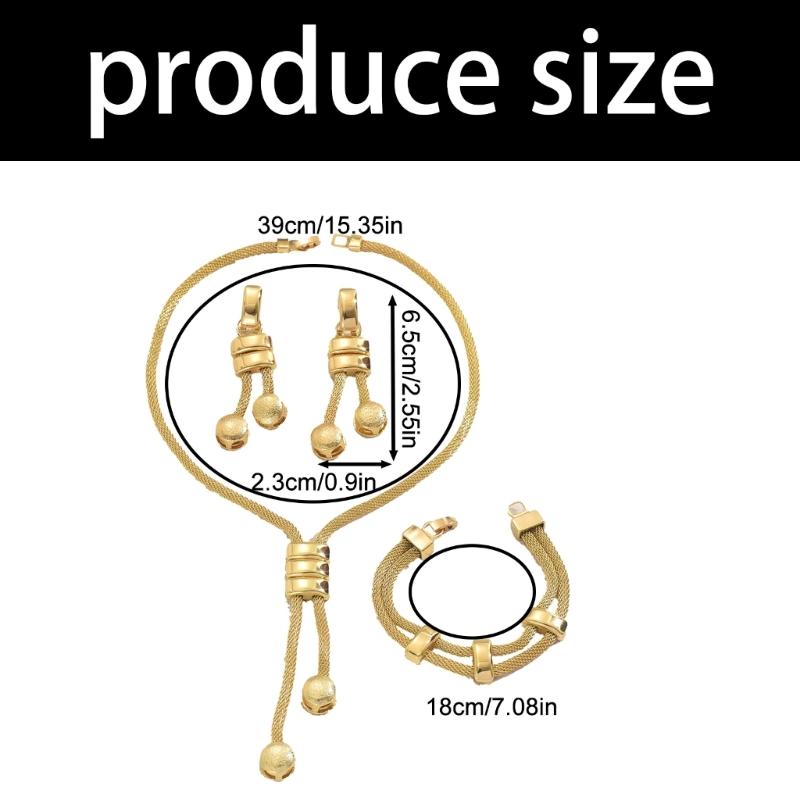 Modern Alloy Jewelry Trio Long Pendant Necklace Earrings Bracelet Set for Everyday Wear Parties Business Event