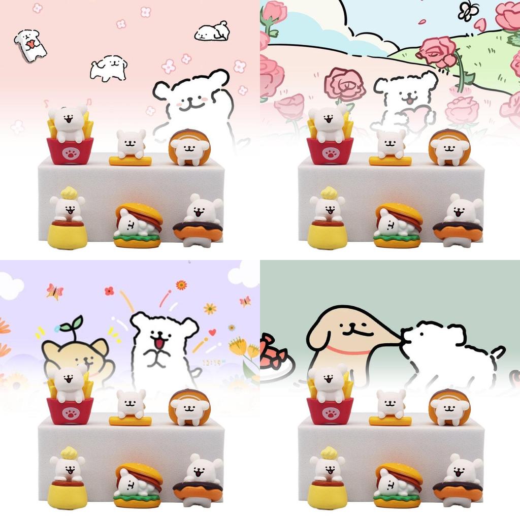 Charming Pvc Line Dog Figurine Set Of Six Perfect For Afternoon Tea Decor And Gifts