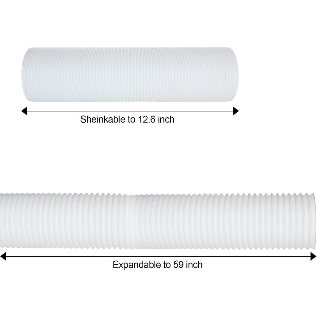 Portable Air Conditioner Universal Exhaust Hose 5 Inch Diameter 59" Long Clockwise Thread Room Airconditioner AC Vent Replacement Tube