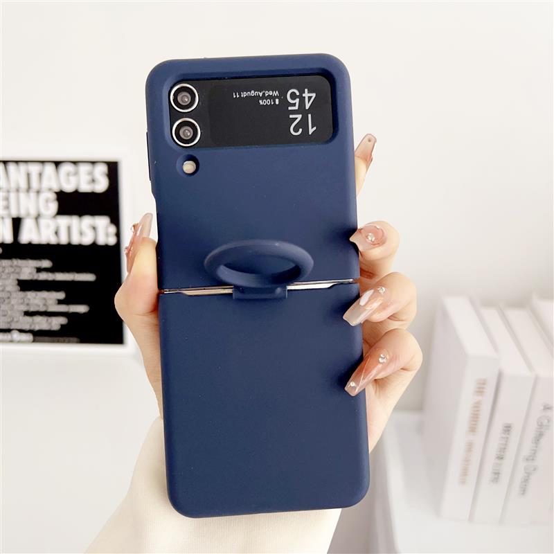 For Samsung Galaxy Z Flip 6 5 4 3 2 1 Case Offical Liquid Silicone Case With Finger Ring Shockproof Cover ForZ Flip 5 Soft Cases