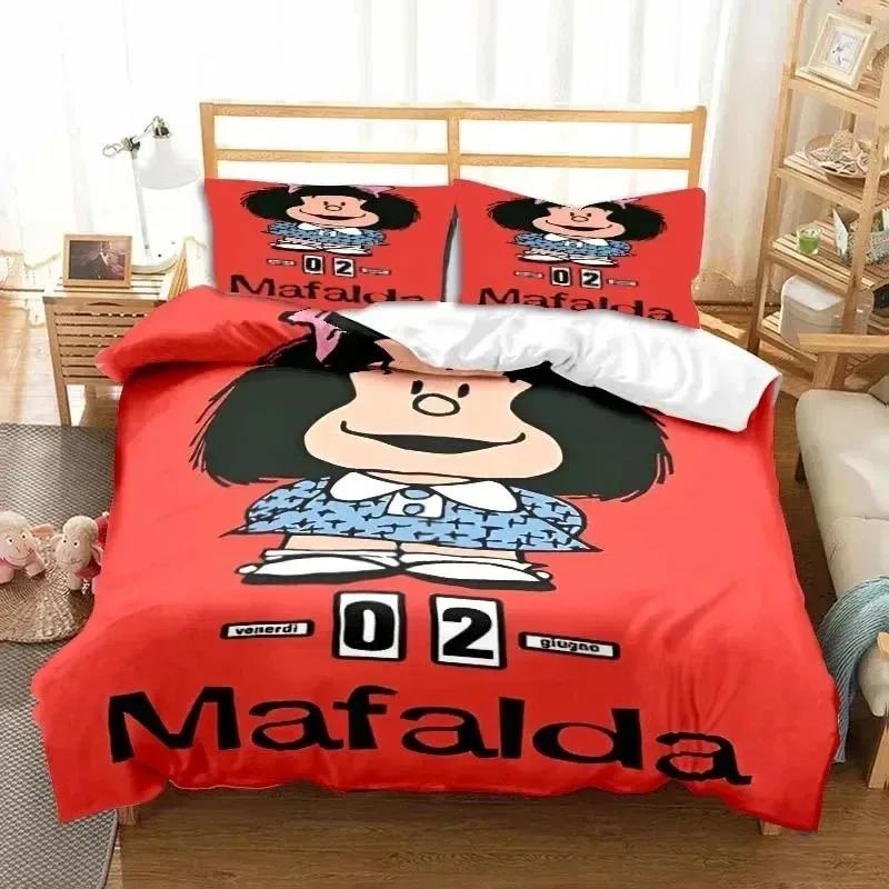 Cartoon Duvet Cover Mafalda 3D NEW Pillowcase Bedding Set Adult Boy Girl Bedroom Decoration Children Single Double Large