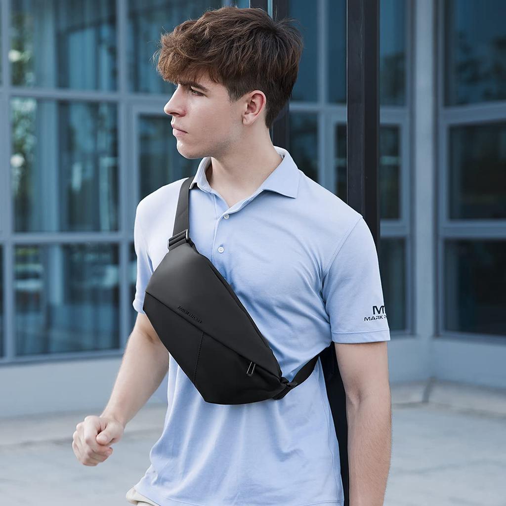 MARK RYDEN 3-Way Waist Bag, Hip Bag, Body Bag, Men's Crossbody Waist Pouch, One-Shoulder Bag, Waist Bag, Crossbody Bag for Leisure, Sports, Outdoors,
