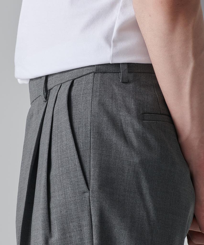 MUSINSA STANDARD Summer Wool Two-Tuck Wide Hidden Elastic Waist Slacks [Medium Gray]