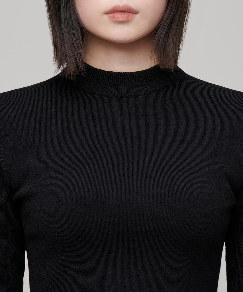 MUSINSA STANDARD WOMAN Women'S Slim Crop Mock Neck Knit [Black]