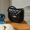 Niche Pig Nose Semi-round Saddle Bag, High-end Diamond Underarm Bag, New Leather One-shoulder Messenger Bag for Women