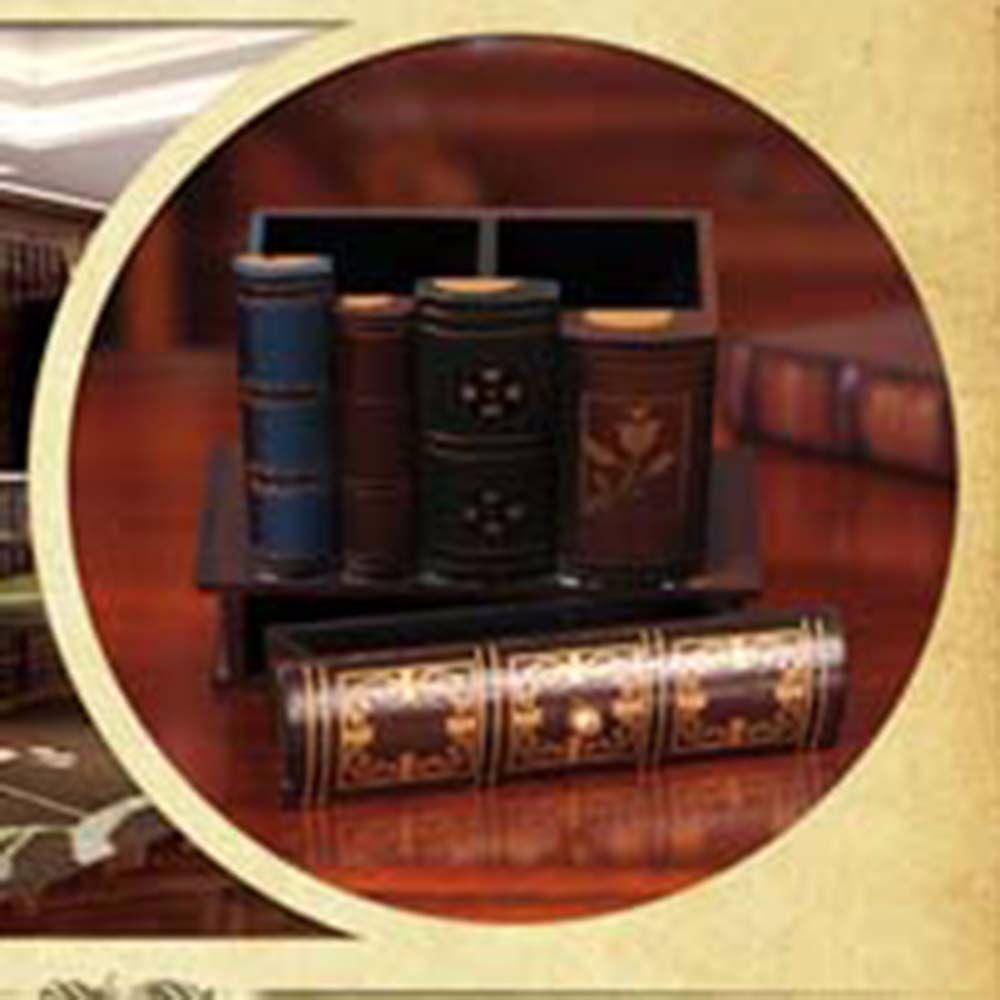 Book Model Desktop Decoration Vintage Desk Organizer Pen Holder Book Shape Retro Wood Pen Case