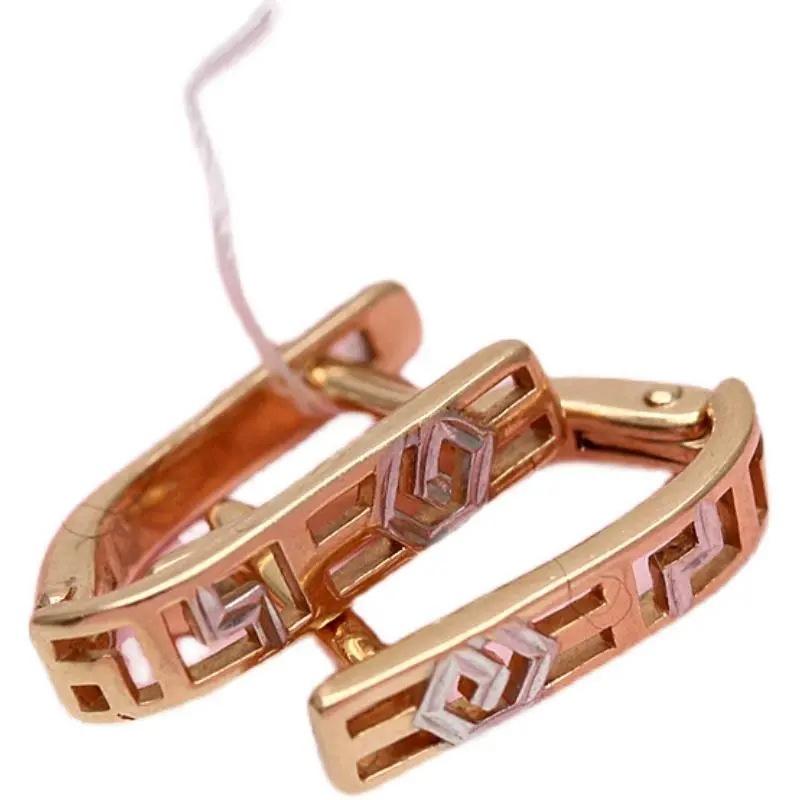 Exquisite Purple Gold Russian Fashion Hollow Earrings Purple Gold Classic Temperament Women'S 585 Rose Gold Plated Ear Buckles