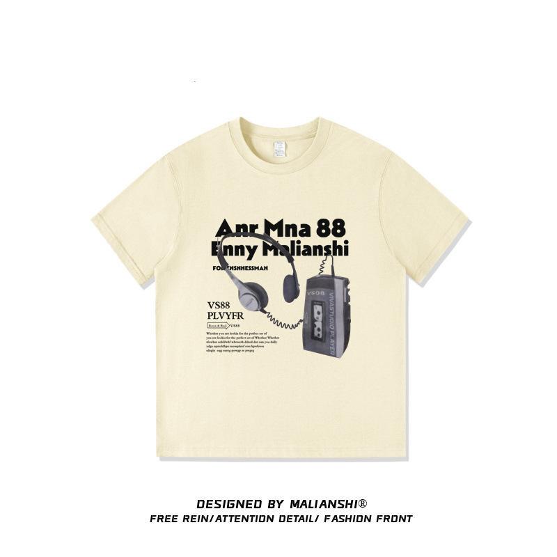 Pure cotton large size American oversize short-sleeved t-shirt women's new design niche printed top